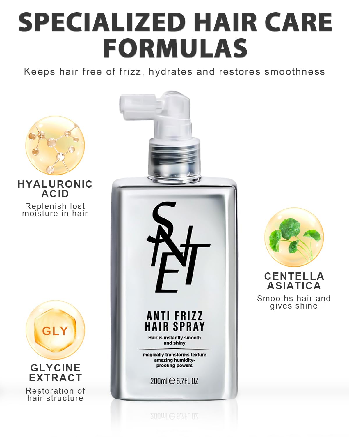 Samnyte cedar-oil formula spray bottle nourishes hair with non-greasy smoothing.