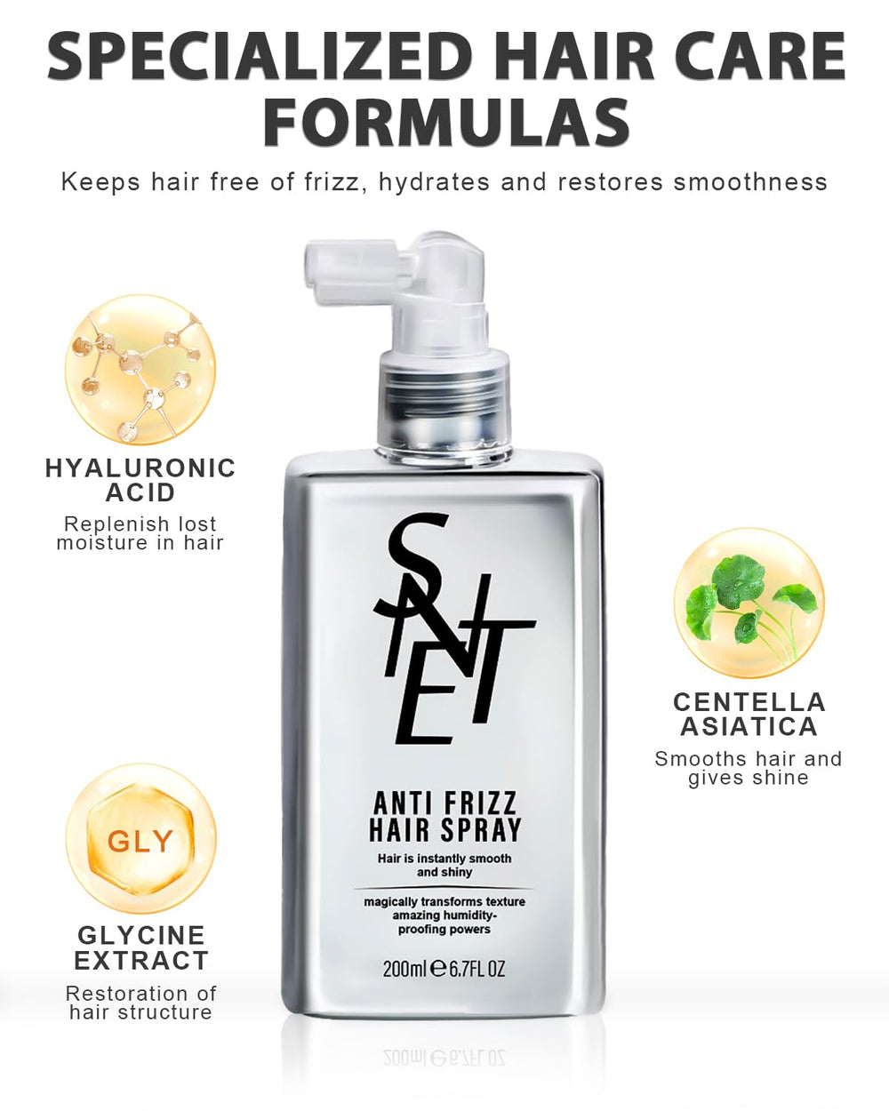 Samnyte cedar-oil formula spray bottle nourishes hair with non-greasy smoothing.