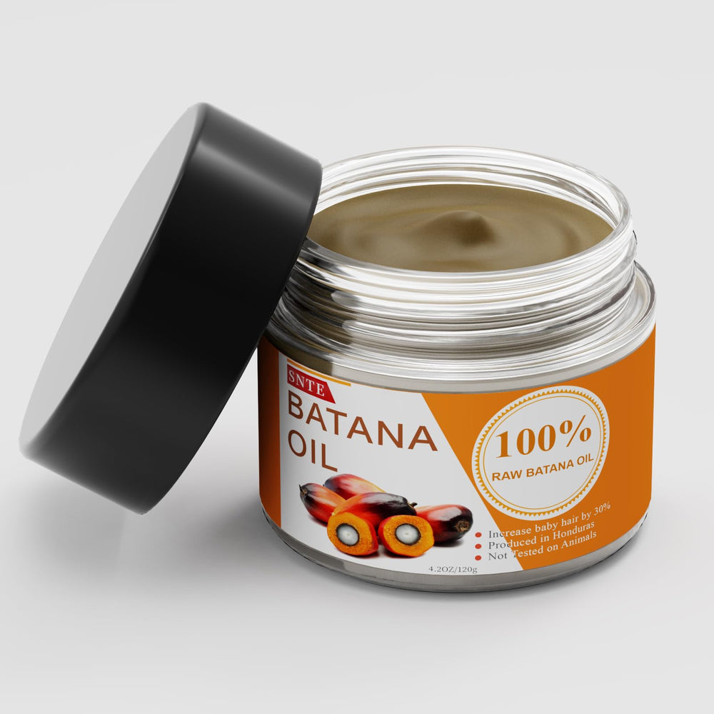 Samnyte Batana Oil bottle close-up highlighting pure hair growth treatment.