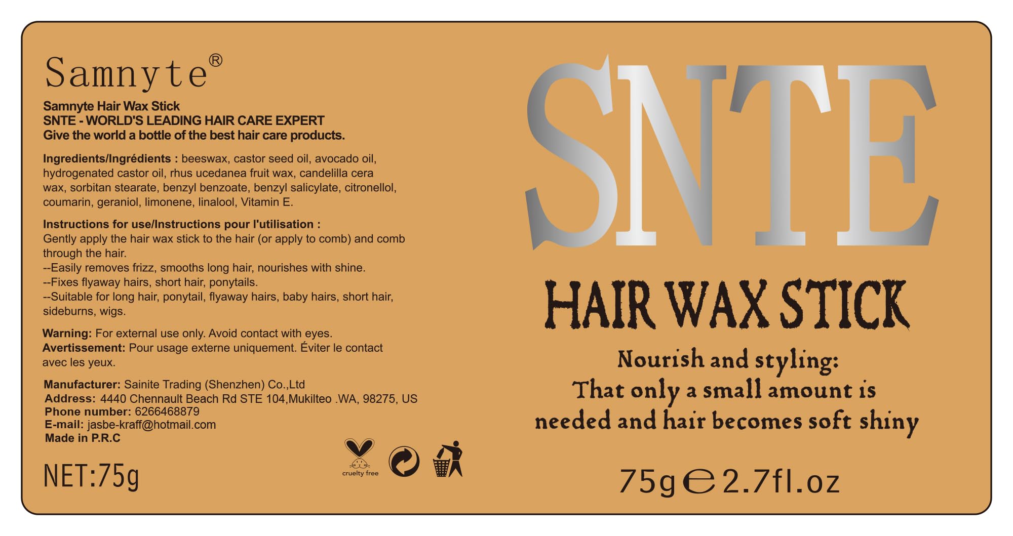 Samnyte Hair Wax Stick edge control keeps edges neat