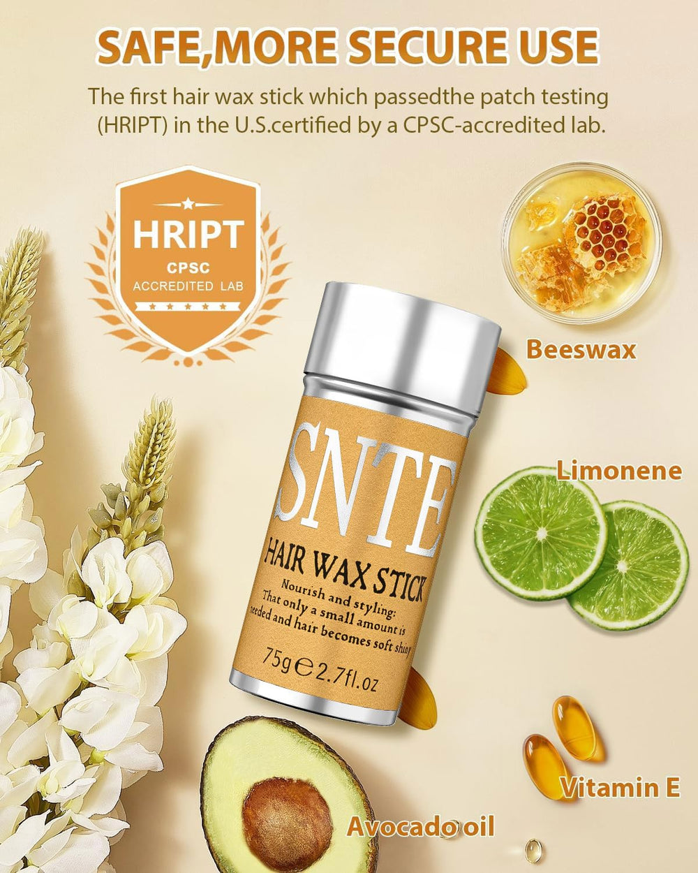 Samnyte Hair Wax Stick with plant ingredients supports nourished shine