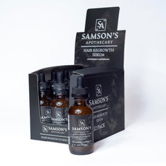 Samson's Apothecary serum dropper close-up for precise thinning-area application.