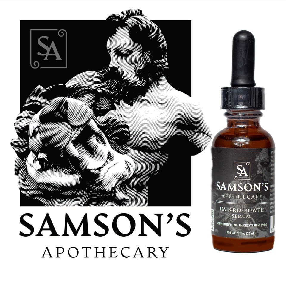 Samson's Apothecary serum in gym bag with non-oily finish.