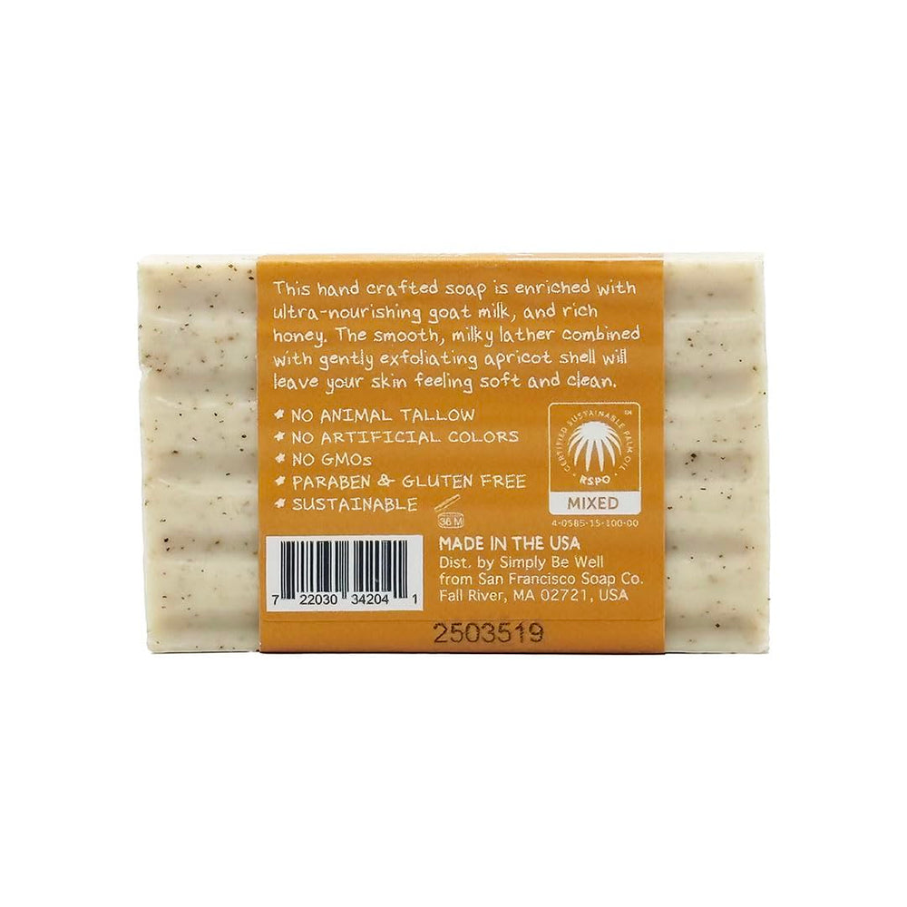 Goat milk bar from San Francisco Soap Company, honey scent nourishes skin while leaving it smooth.