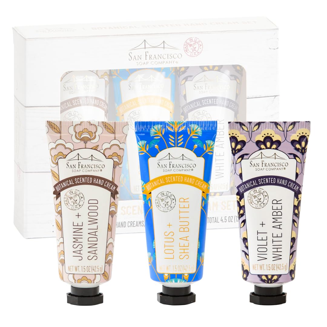 San Francisco Soap Company Violet & White Amber hand cream with a soft scent and smooth finish.