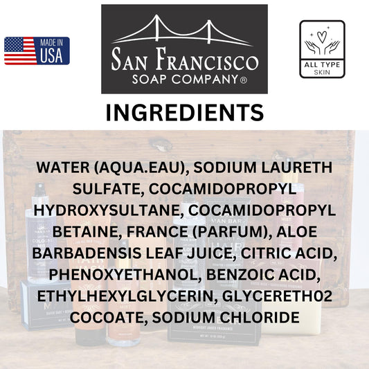 San Francisco Soap Company Golden Scotch Body Wash lather for an invigorating cleanse.