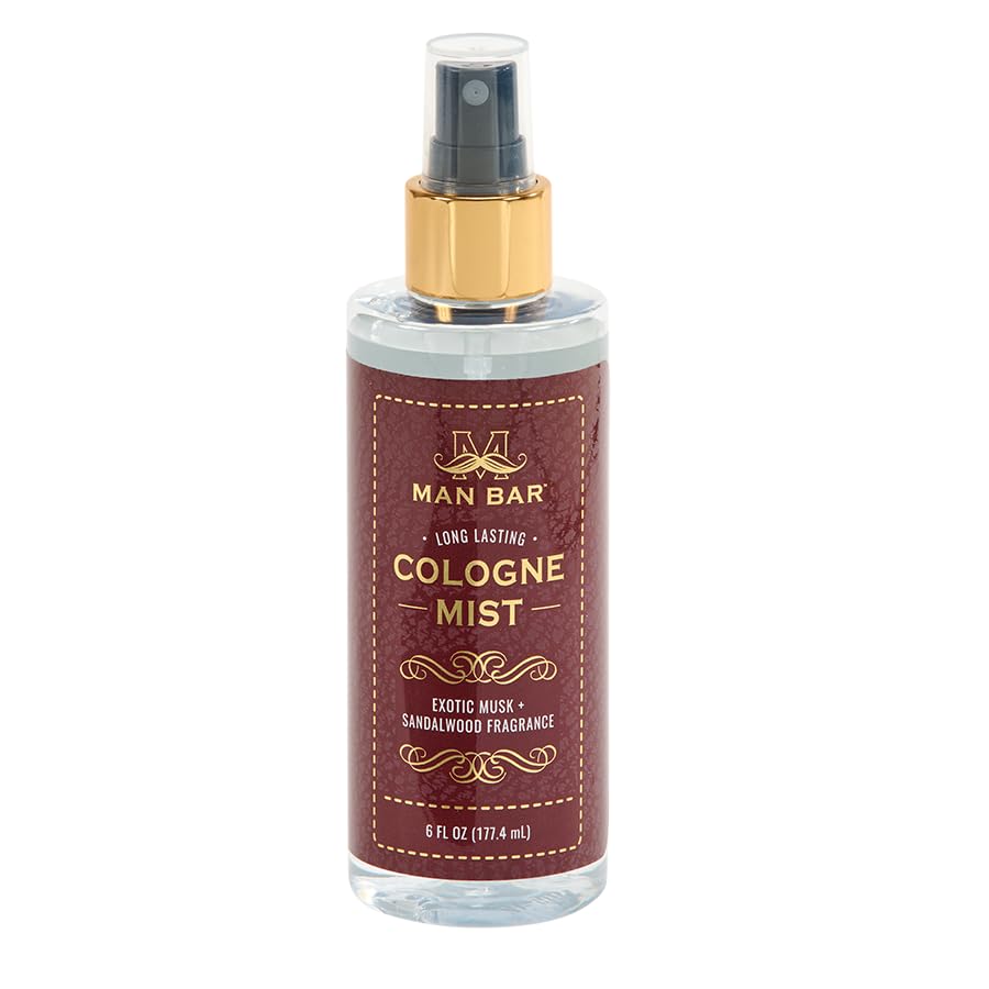 San Francisco Soap Company MAN BAR Exotic Musk and Sandalwood bottle detail showcasing long-lasting fragrance.