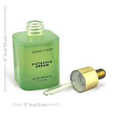 Sand + Fog Pistachio Dream frosted bottle with silver accents conveys luxury packaging