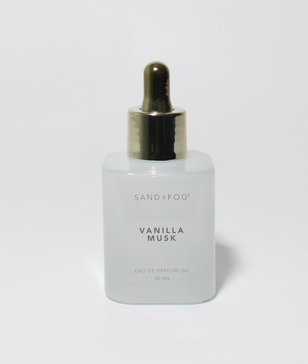 Sand + Fog Vanilla Musk bottle front view with long-lasting fragrance