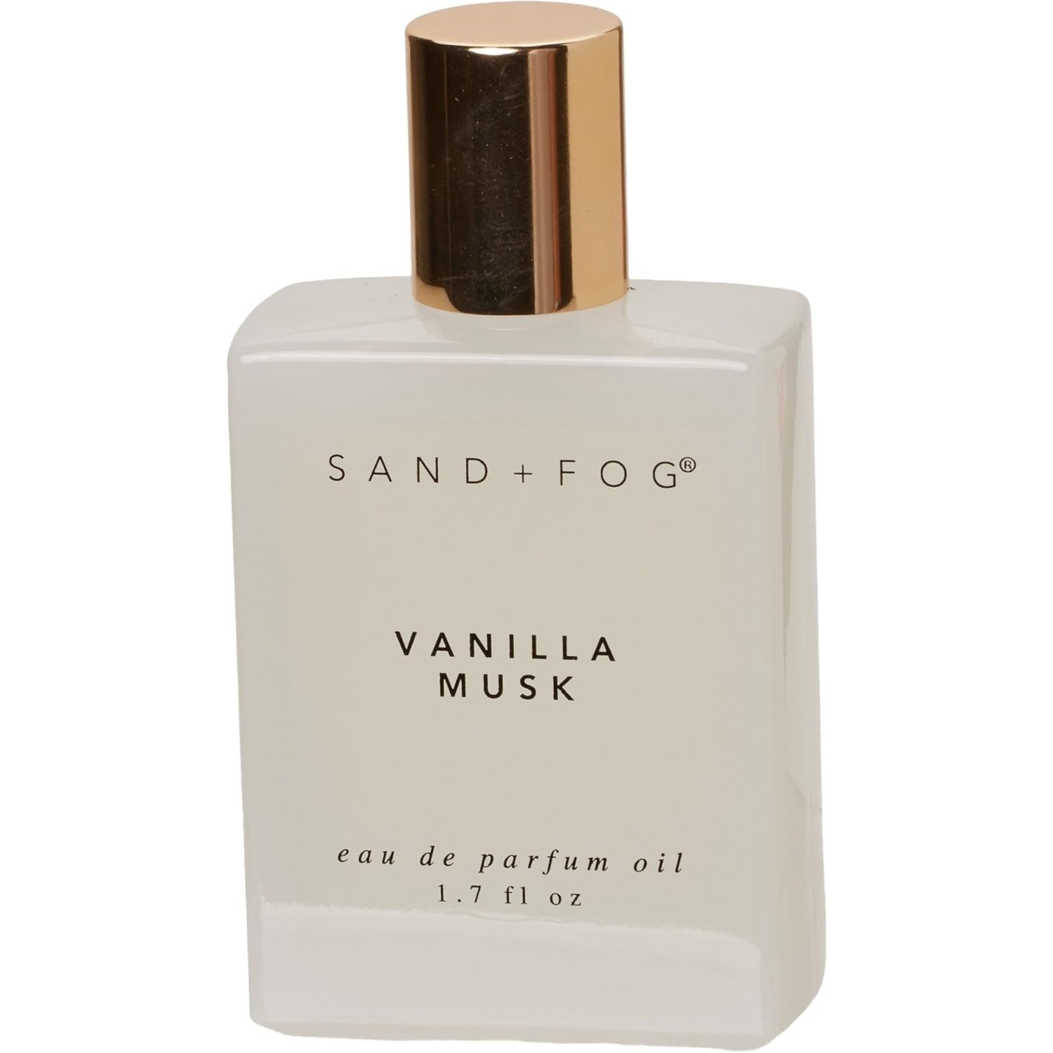 Sand + Fog Vanilla Musk perfume bottle close-up for subtle, day-long scent