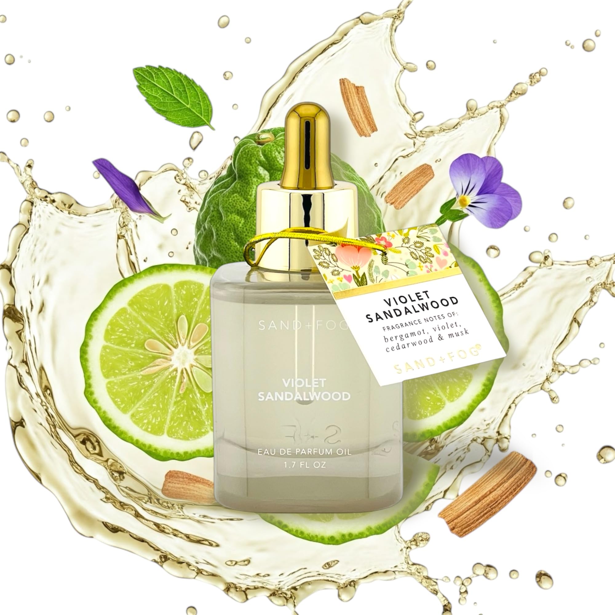 Sand + Fog Violet Sandalwood dropper applicator enables precise fragrance application.