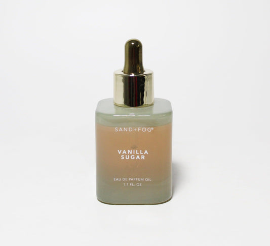 Sand + Fog Vanilla Sugar oil bottle for subtle, long-lasting daily fragrance.