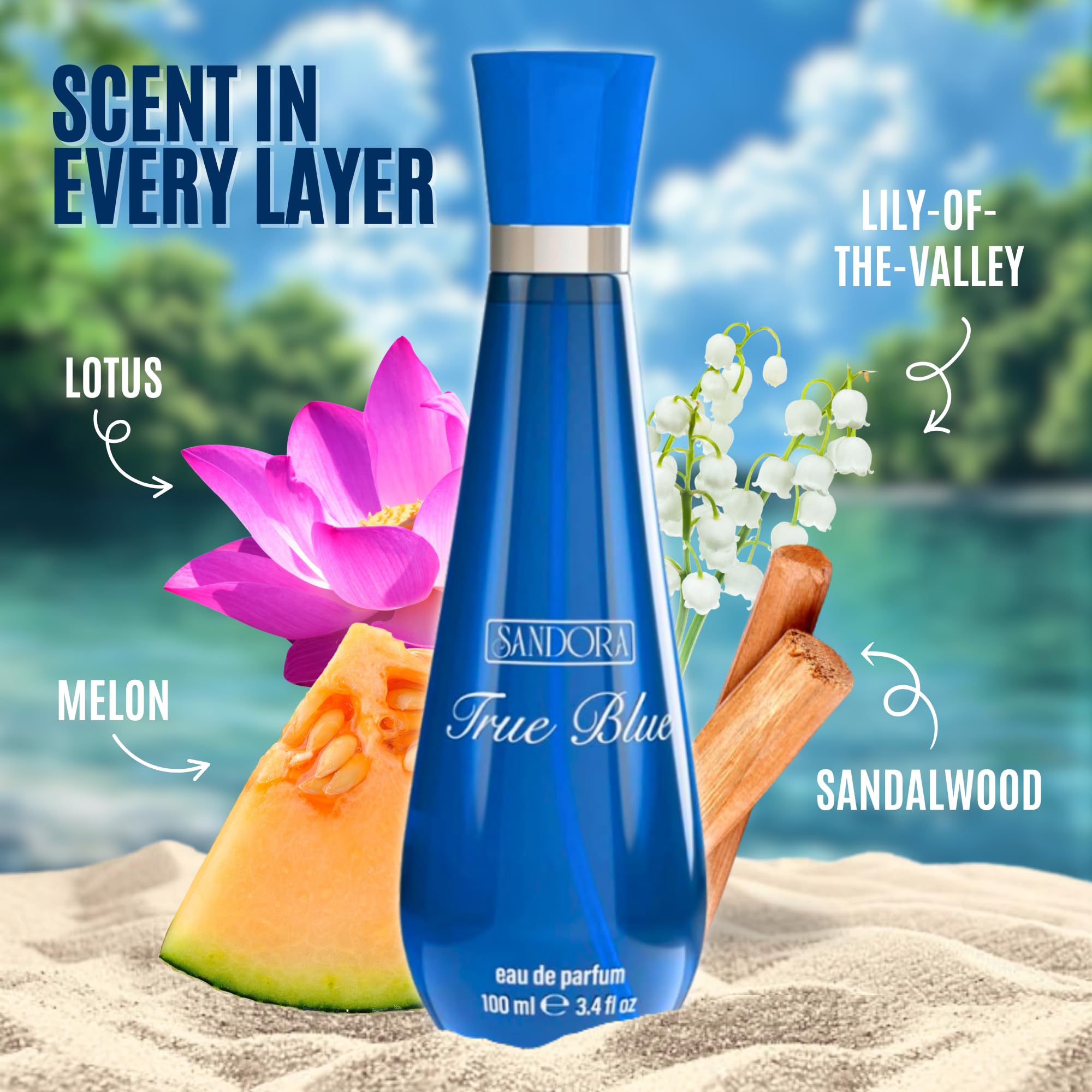 True Blue Woman spray application showing elegant mist release