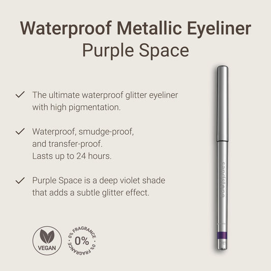 Sandstone Scandinavia eyeliner pencil demonstrates a smooth glide in Purple Space.