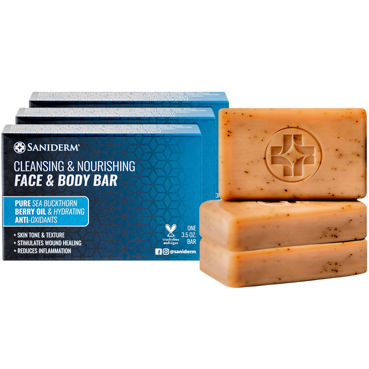 Saniderm Face & Body Bar citrus slice highlights a refreshing tattoo-friendly cleansing experience