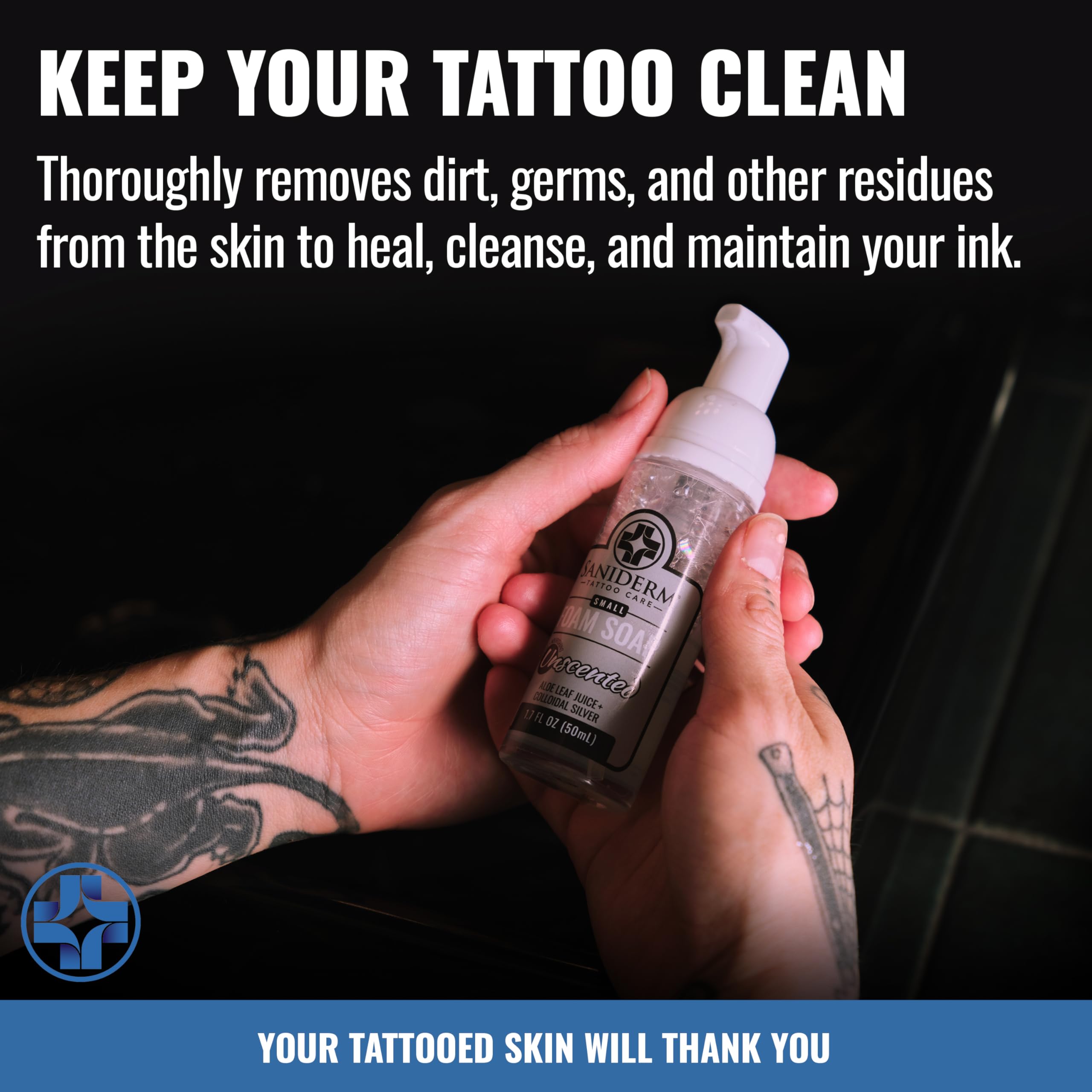 Sea buckthorn oil in Saniderm Soap nourishes tattooed skin.
