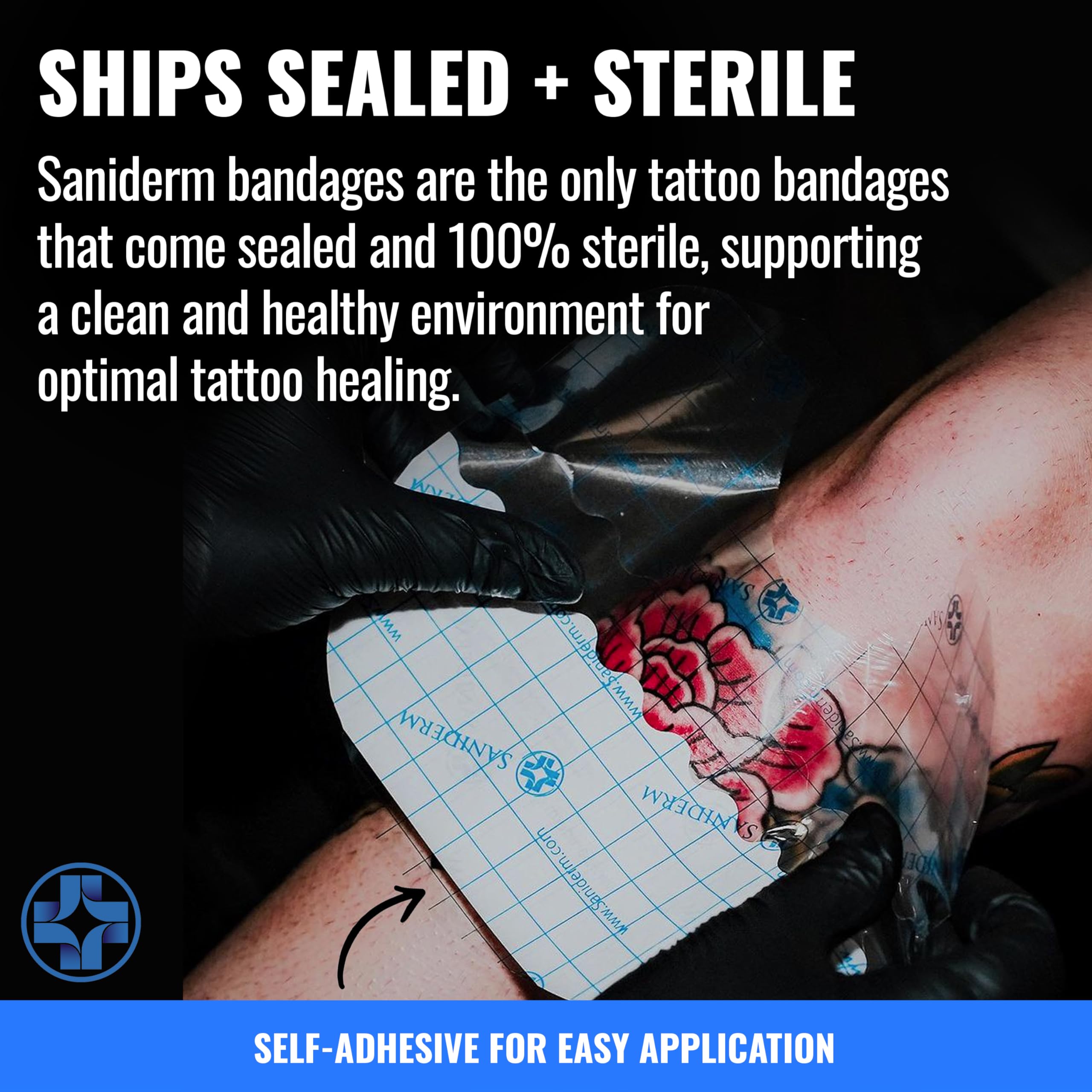 Durable polyurethane Saniderm bandage resists tearing during removal.
