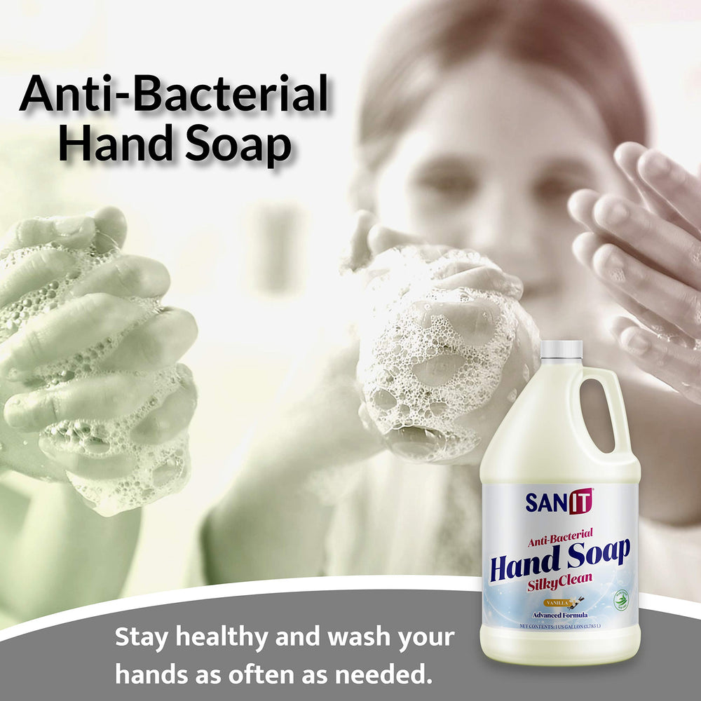 Close-up of Sanit Silky Clean creamy lather lifting dirt gently.