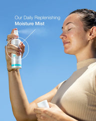 Sanitas Moisture Mist dewy finish shot implies nourished-looking skin