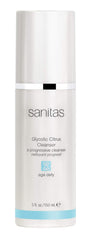 Sanitas Glycolic Citrus Cleanser bottle—promises brighter, smoother skin with gentle exfoliation.