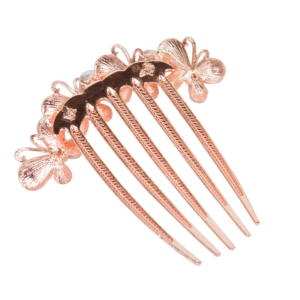 Sankuwen flower rhinestones hair comb wedding look with secure hold