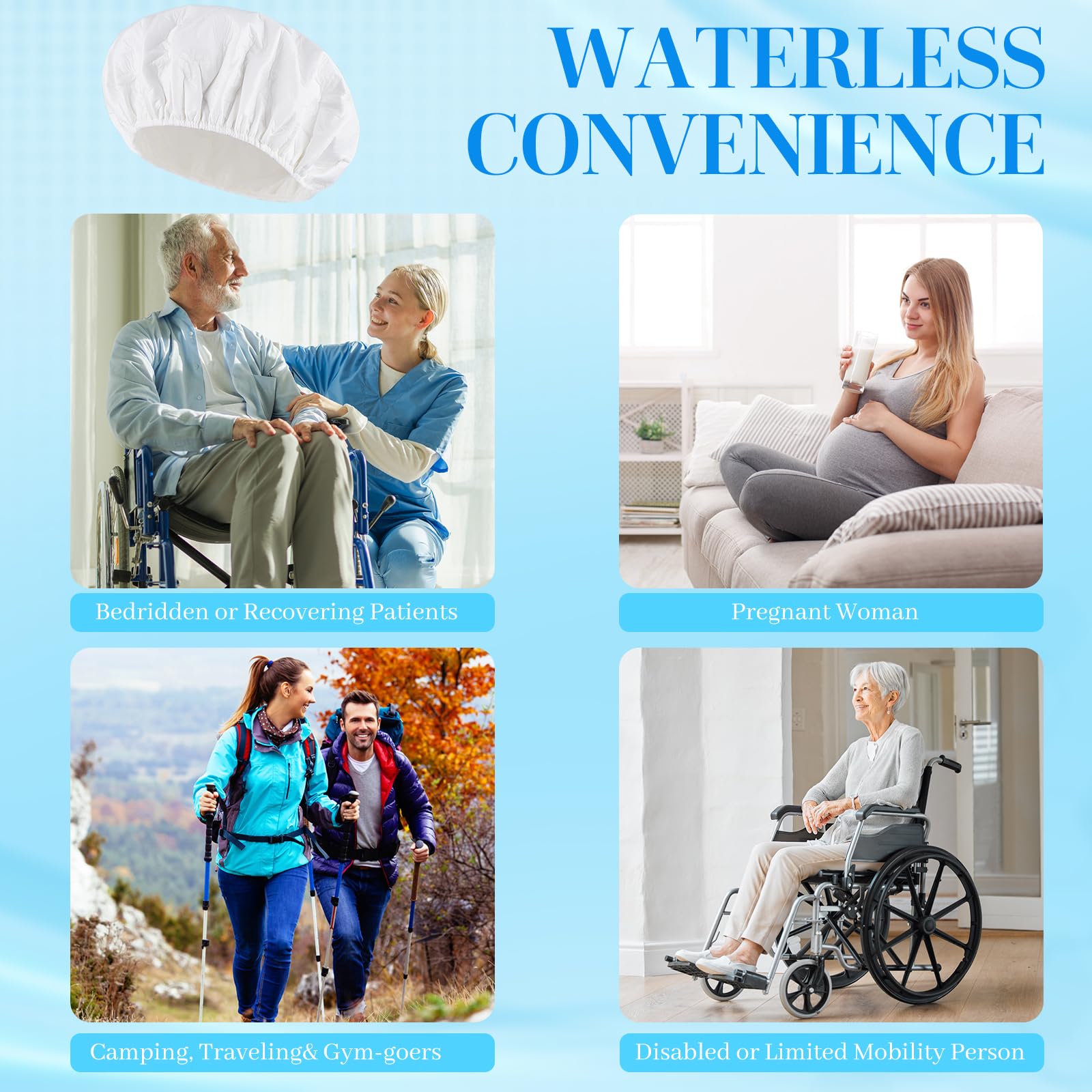 Ideal for bedridden or travel scenarios requiring waterless care.