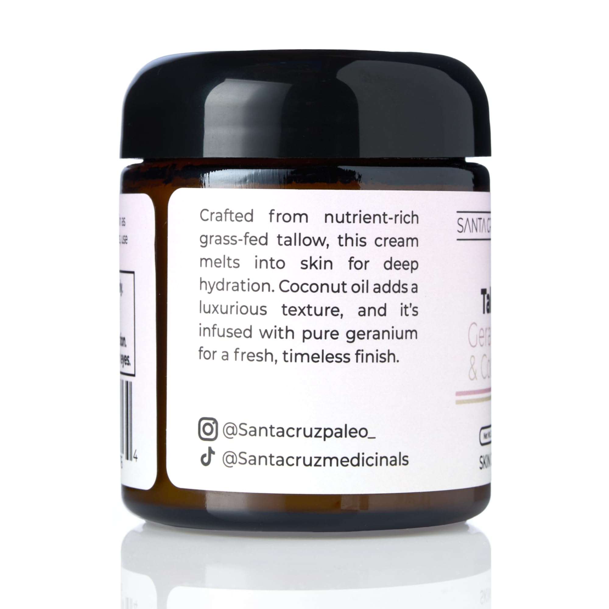 Santa Cruz Paleo moisturizer swatch with geranium aroma for balanced skin.