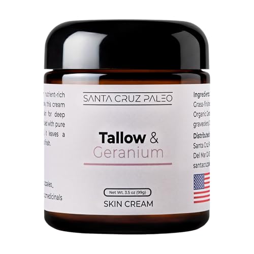 Santa Cruz Paleo suet beef tallow moisturizer jar for daily hydration and balanced skin.