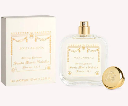 Santa Maria Novella Rosa Gardenia bottle highlighting elegant floral fragrance for daily wear.