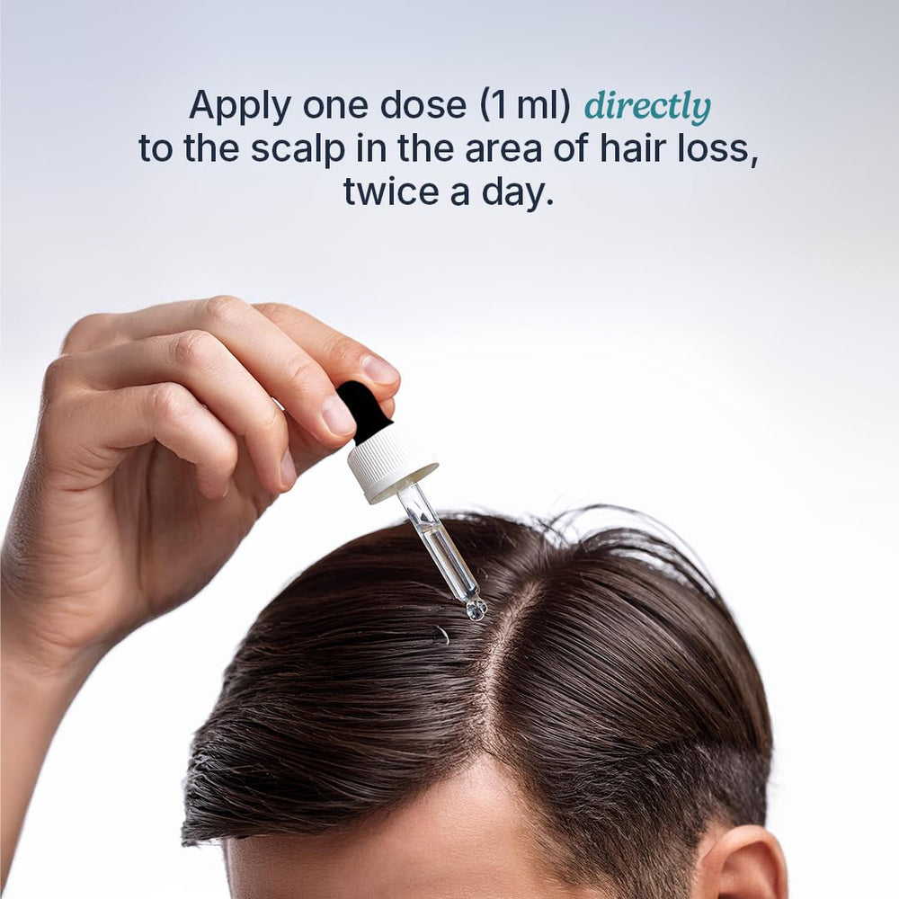 Santo Remedio bottle closeup focusing on minoxidil ingredient
