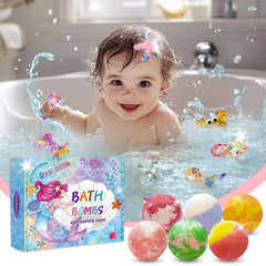 Santrela bath bombs with a surprise toy starfish accessory
