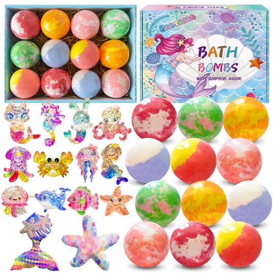 Santrela kids bath bombs pack with surprise toys inside for playful baths
