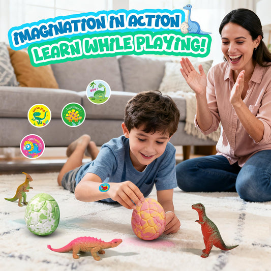 Sanyi bath bombs reveal a dinosaur toy inside during bath time