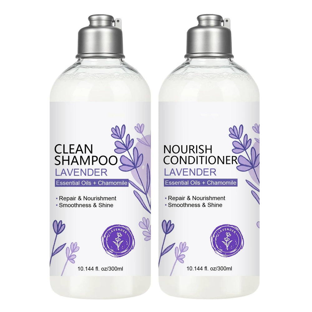 SANZHUAN lavender shampoo bottle showing calming cleansing for dry hair