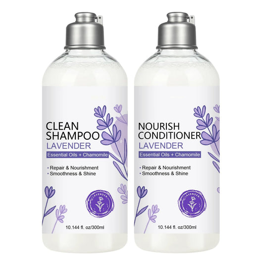 SANZHUAN lavender shampoo bottle showing calming cleansing for dry hair