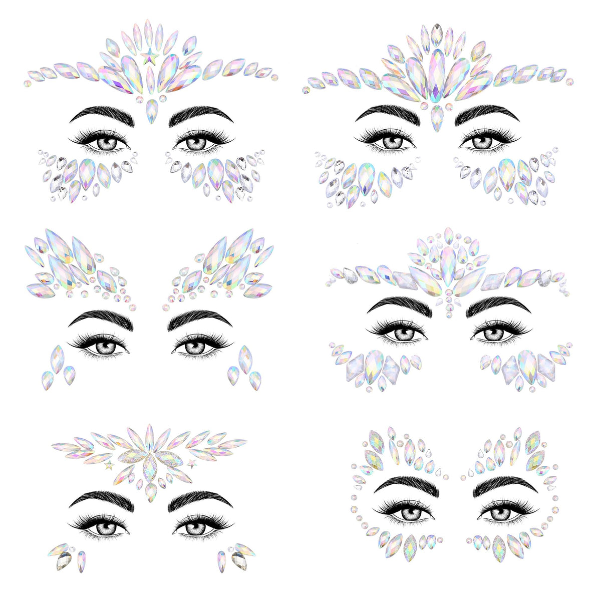 SAOROPEB Mermaid Face Gems: 3D rainbow rhinestones for festival looks