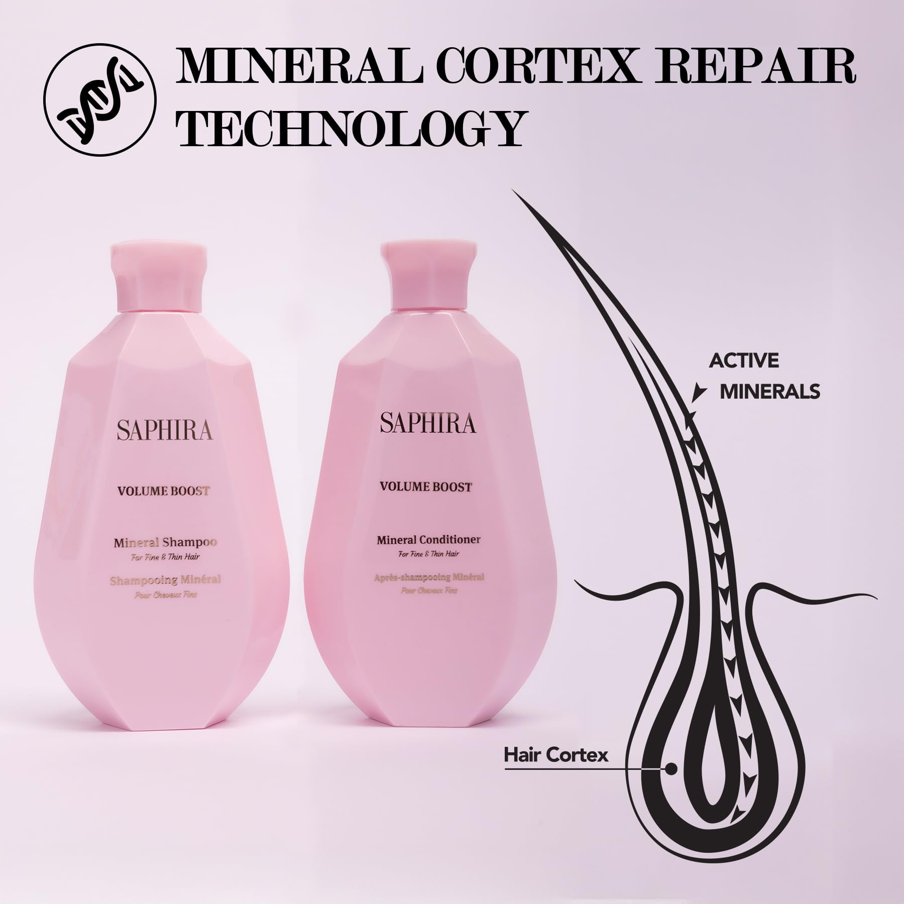 Saphira Volume Boost Conditioner application closeup for silky hair