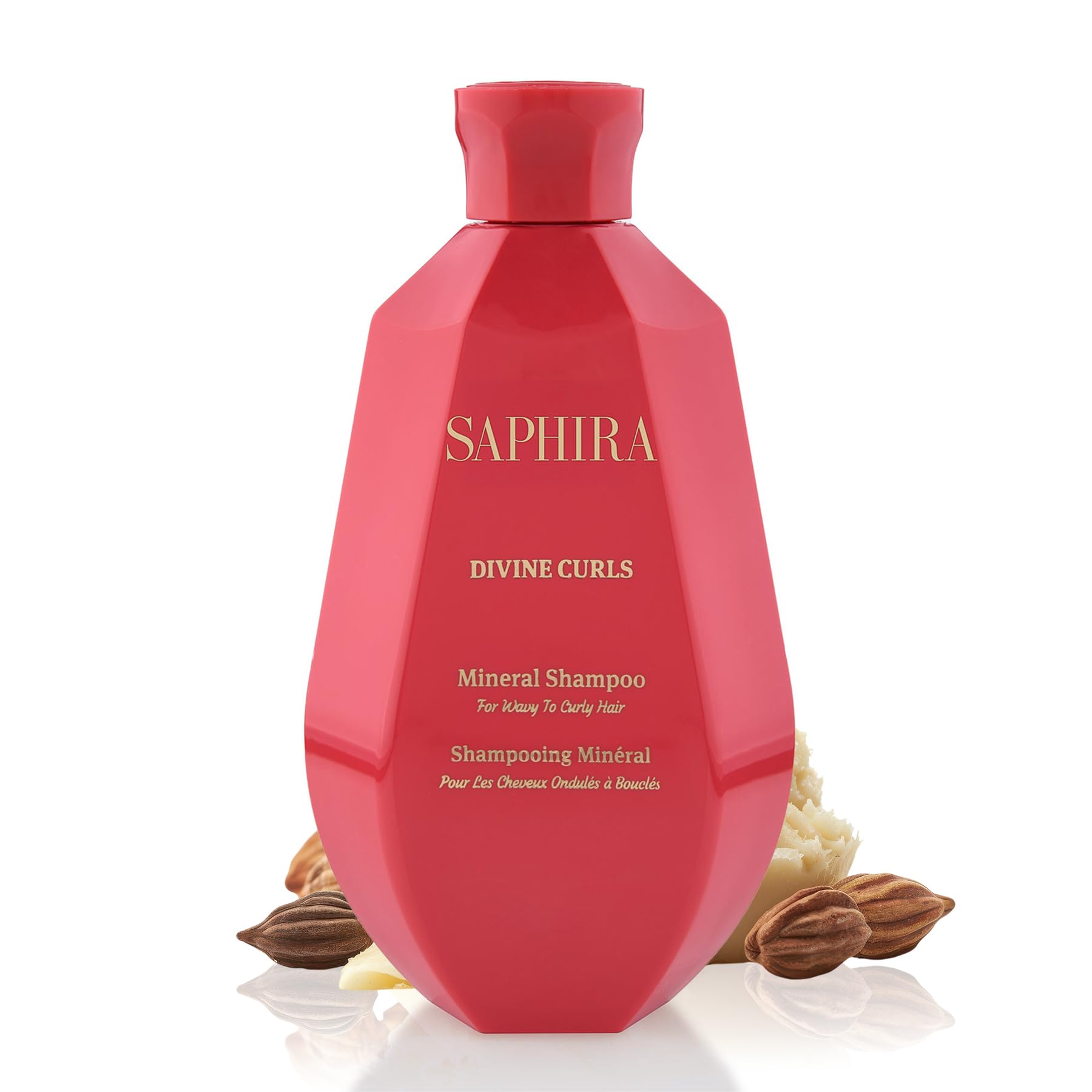 Saphira Divine Curls Shampoo bottle front view shows ready-to-use curls