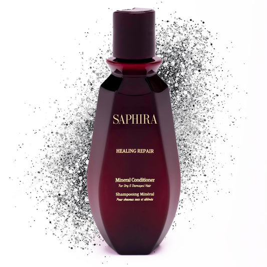 Saphira Healing Repair Conditioner bottle close-up highlighting easy daily conditioning