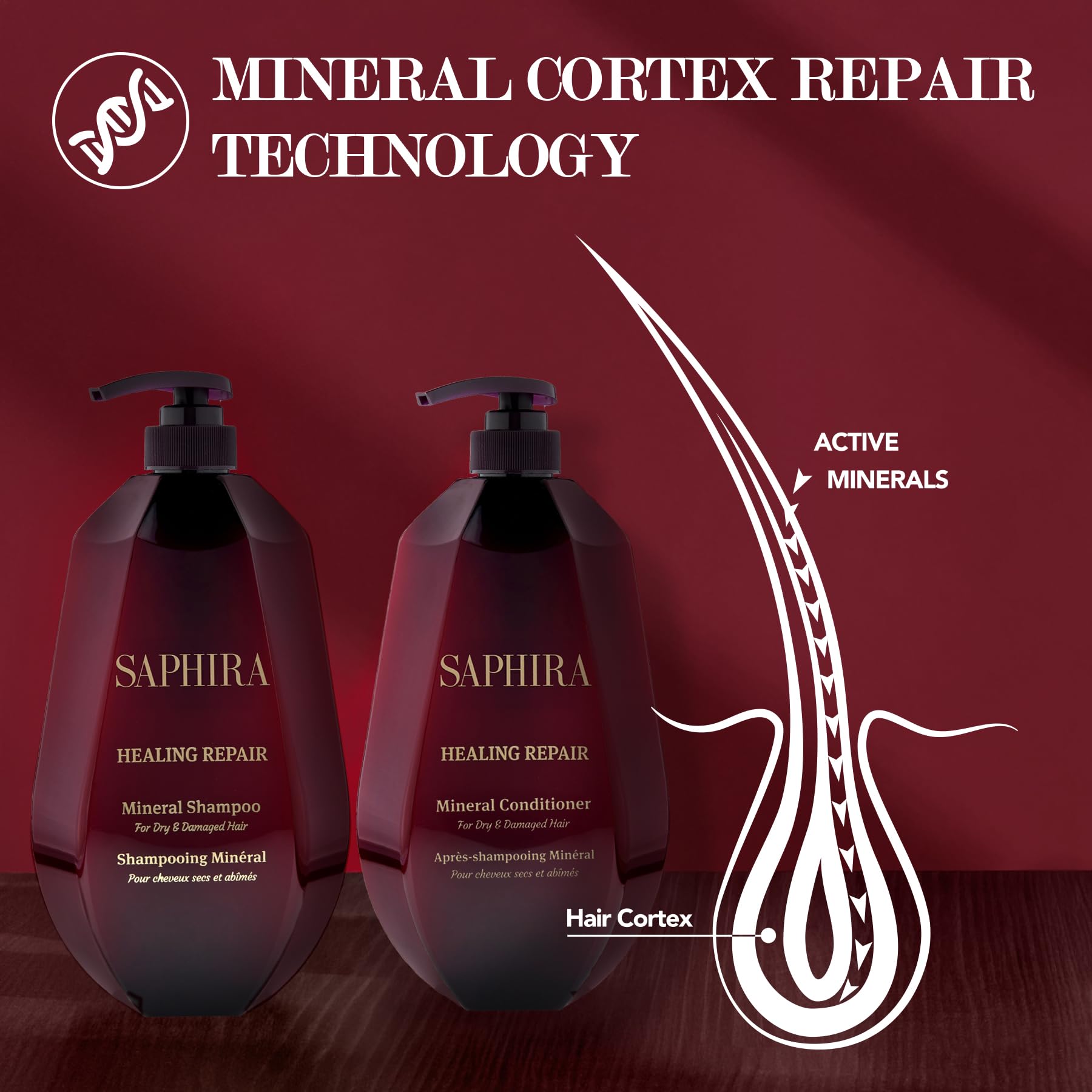 Saphira Healing Repair Conditioner application detail for smooth strands