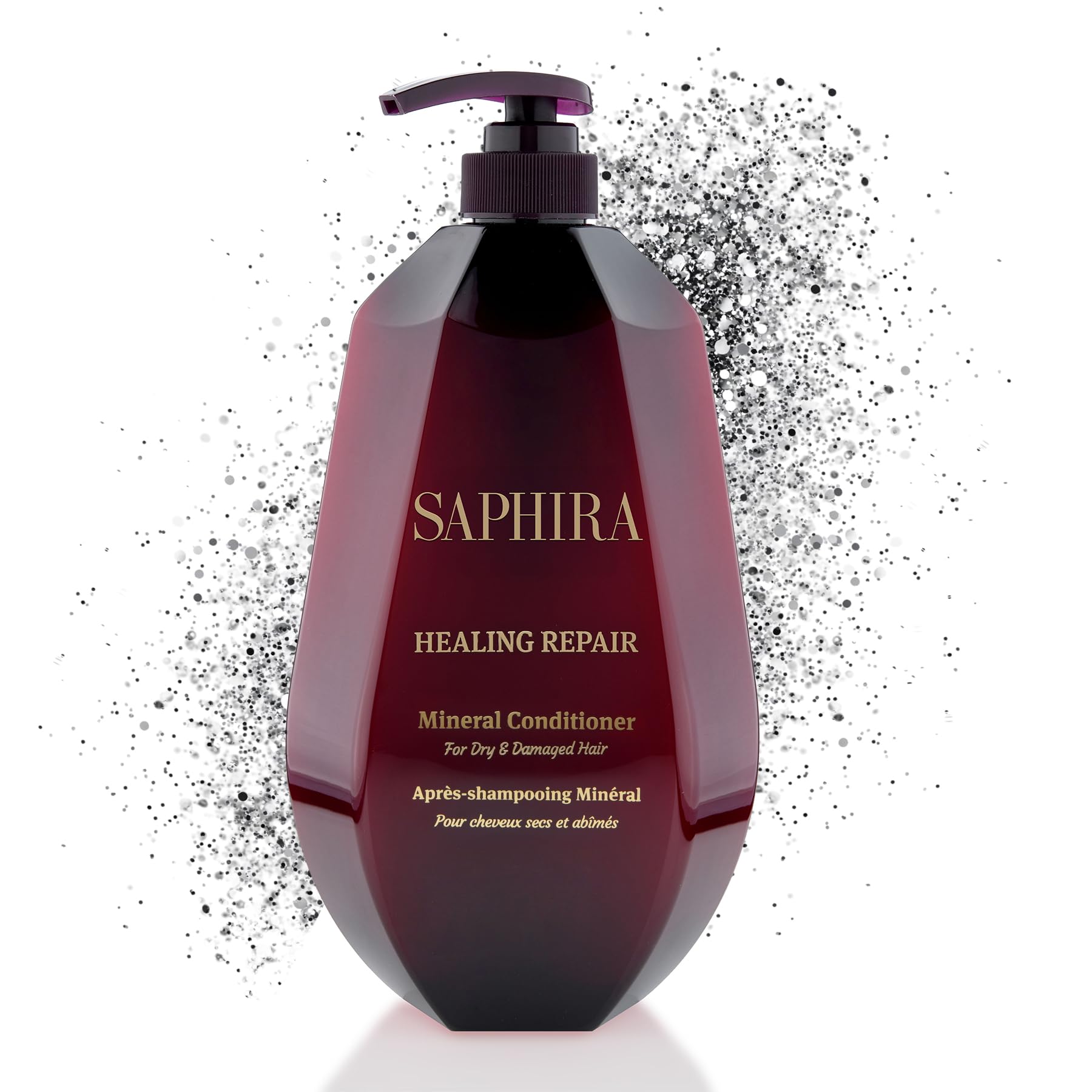 Saphira Healing Repair Conditioner bottle pour for easy, mess-free application.
