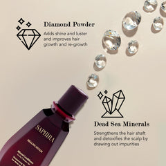 Hands applying Saphira Healing Repair Conditioner suggests smooth distribution and quick routine