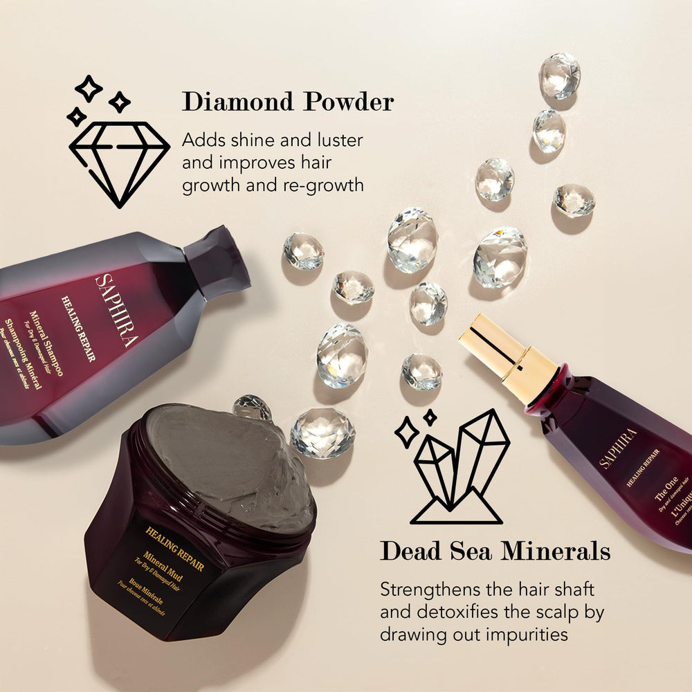 Saphira Healing Repair Kit display shows all components for full routine.