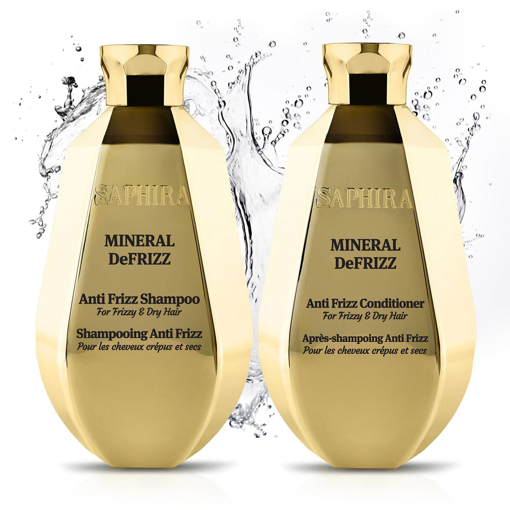 Saphira Mineral DeFrizz Shampoo bottle for smooth frizz control