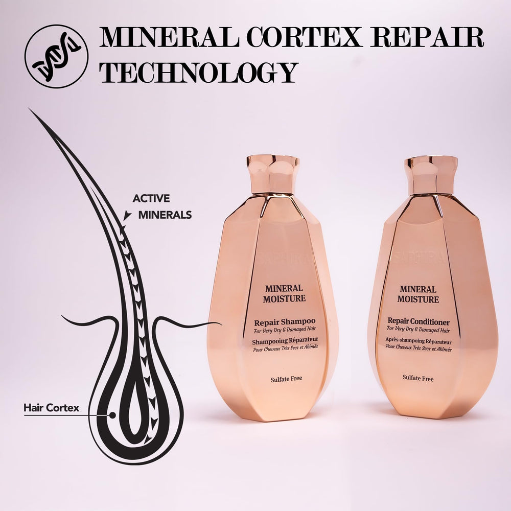 Saphira Mineral Moisture Duo packaging shows two 250 ml bottles