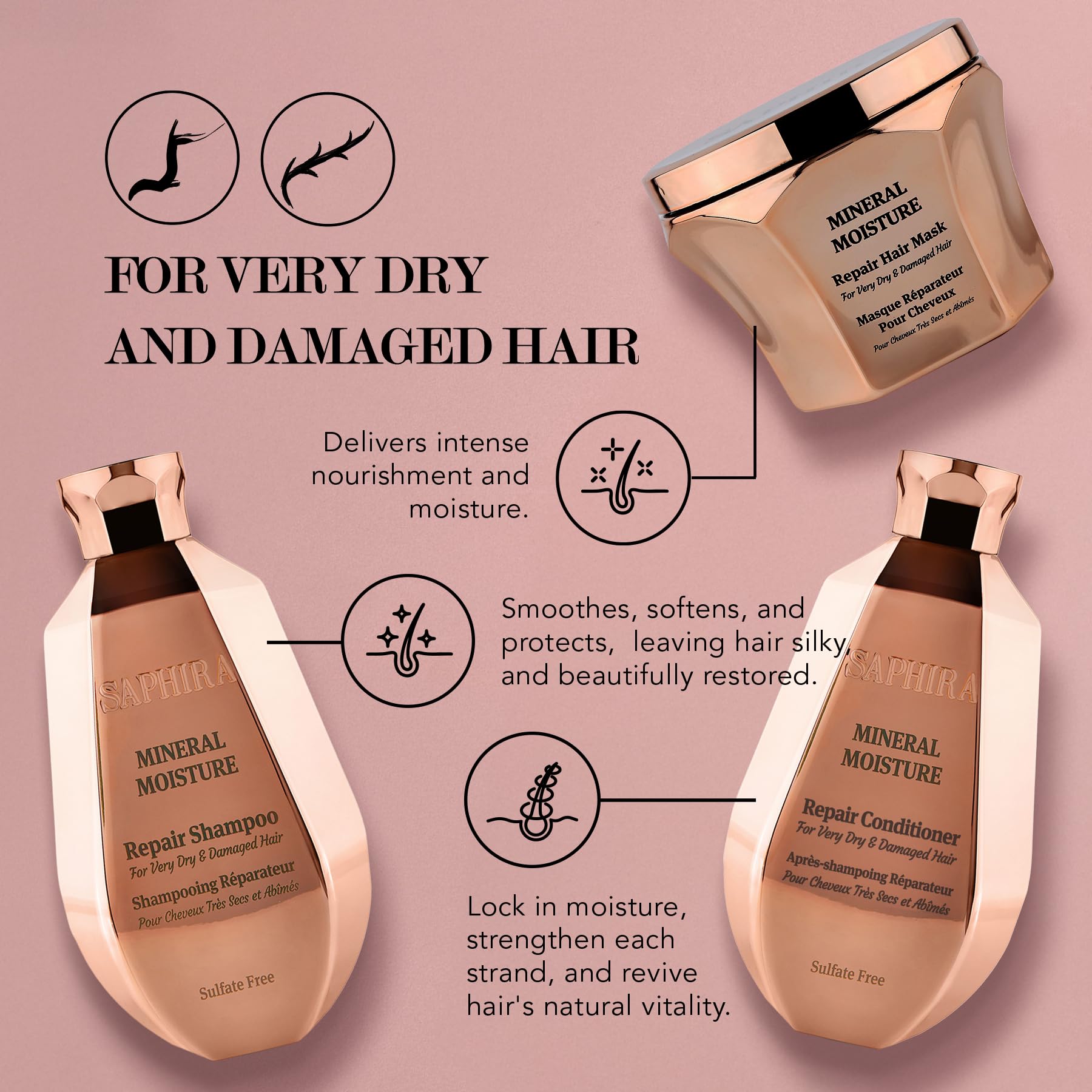 Saphira Mineral Moisture Kit shampoo creamy lather for a smooth wash
