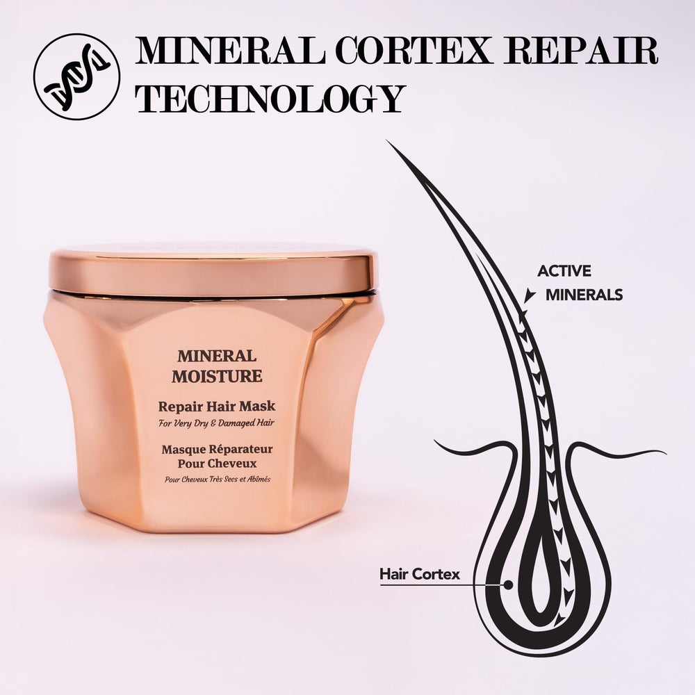 Label detail highlights mineral infusion and gentle care for healthier-looking hair.