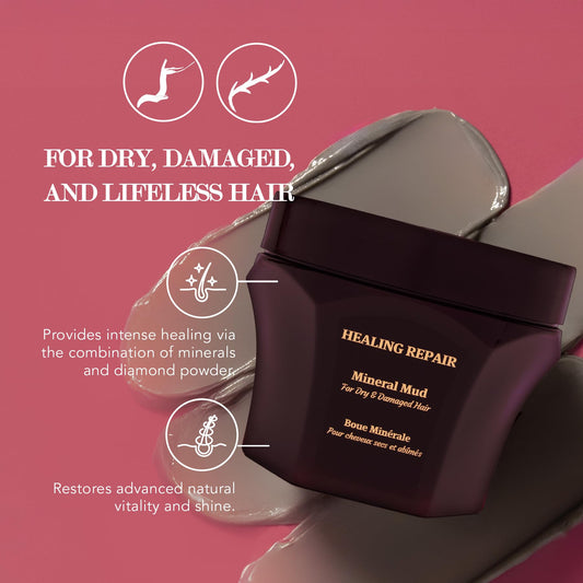 Saphira Mineral Mud Hair Mask application demonstrates smooth, creamy consistency for even coating.