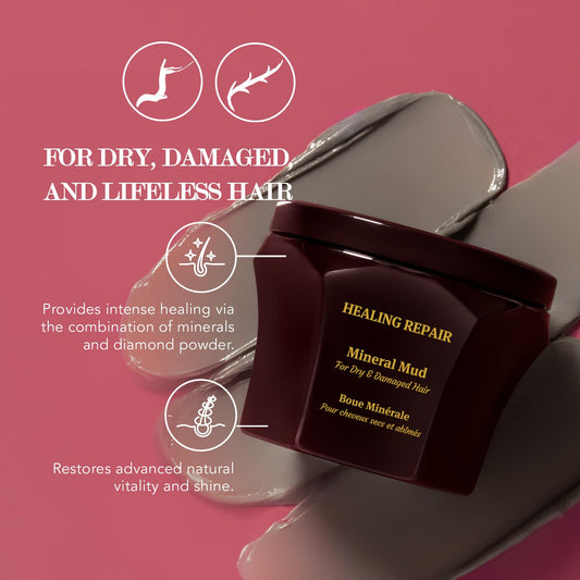 Saphira Mineral Mud Hair Mask jar shown for home treatment and renewal