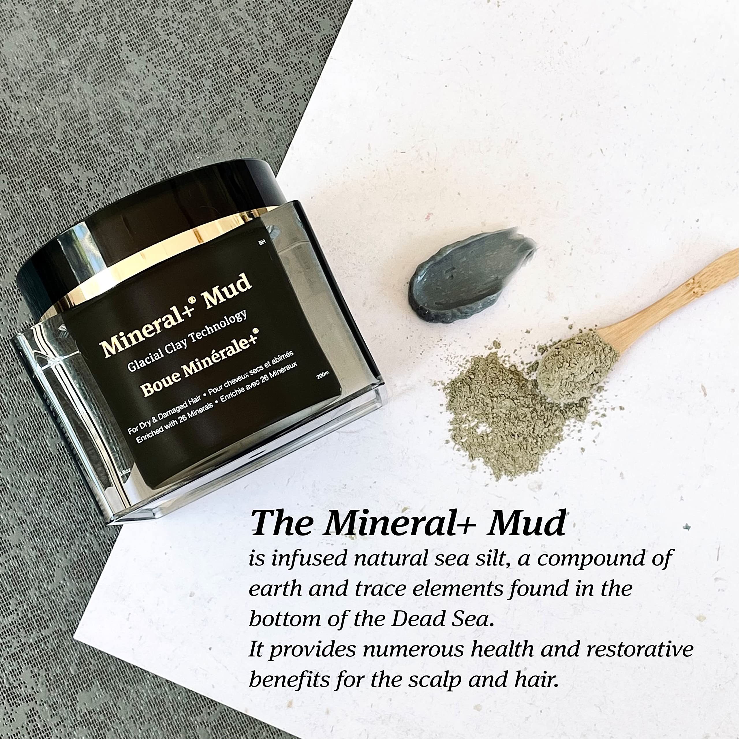 Scalp nourishment shown with Saphira Mineral+ Mud.